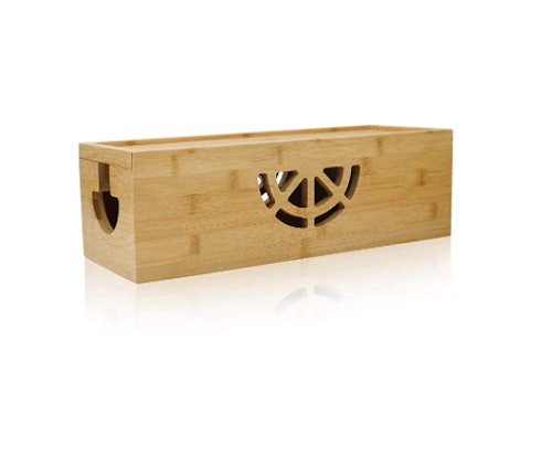 HTB Bamboo Cable Management Box with Lid