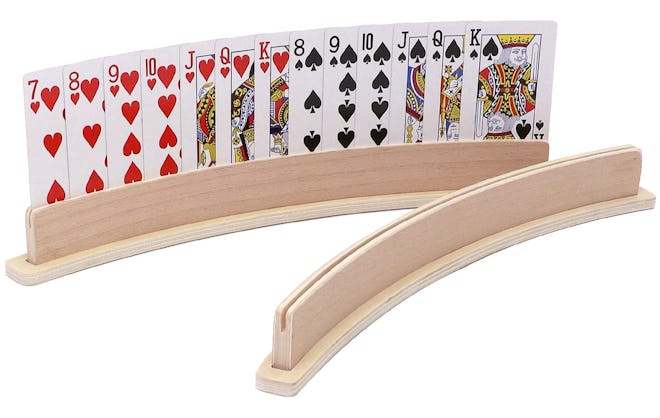 Exqline Wood Curved Playing Card Holder (Set of 4)