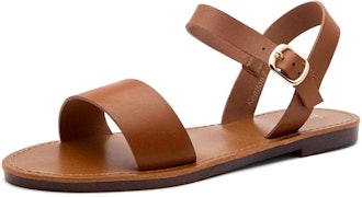 Herstyle Keetton Women's Open Toes One Band Ankle Strap Flat Sandals