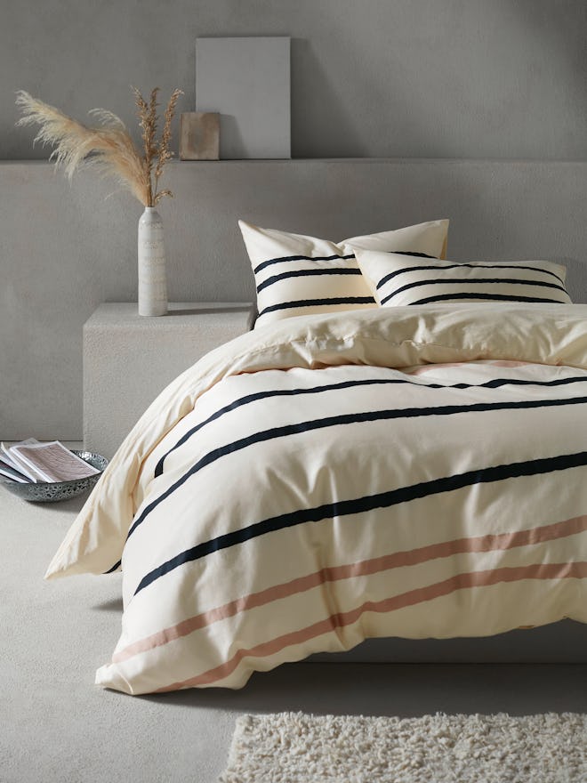 Mother or Pearl Linear Organic Duvet Cover Set