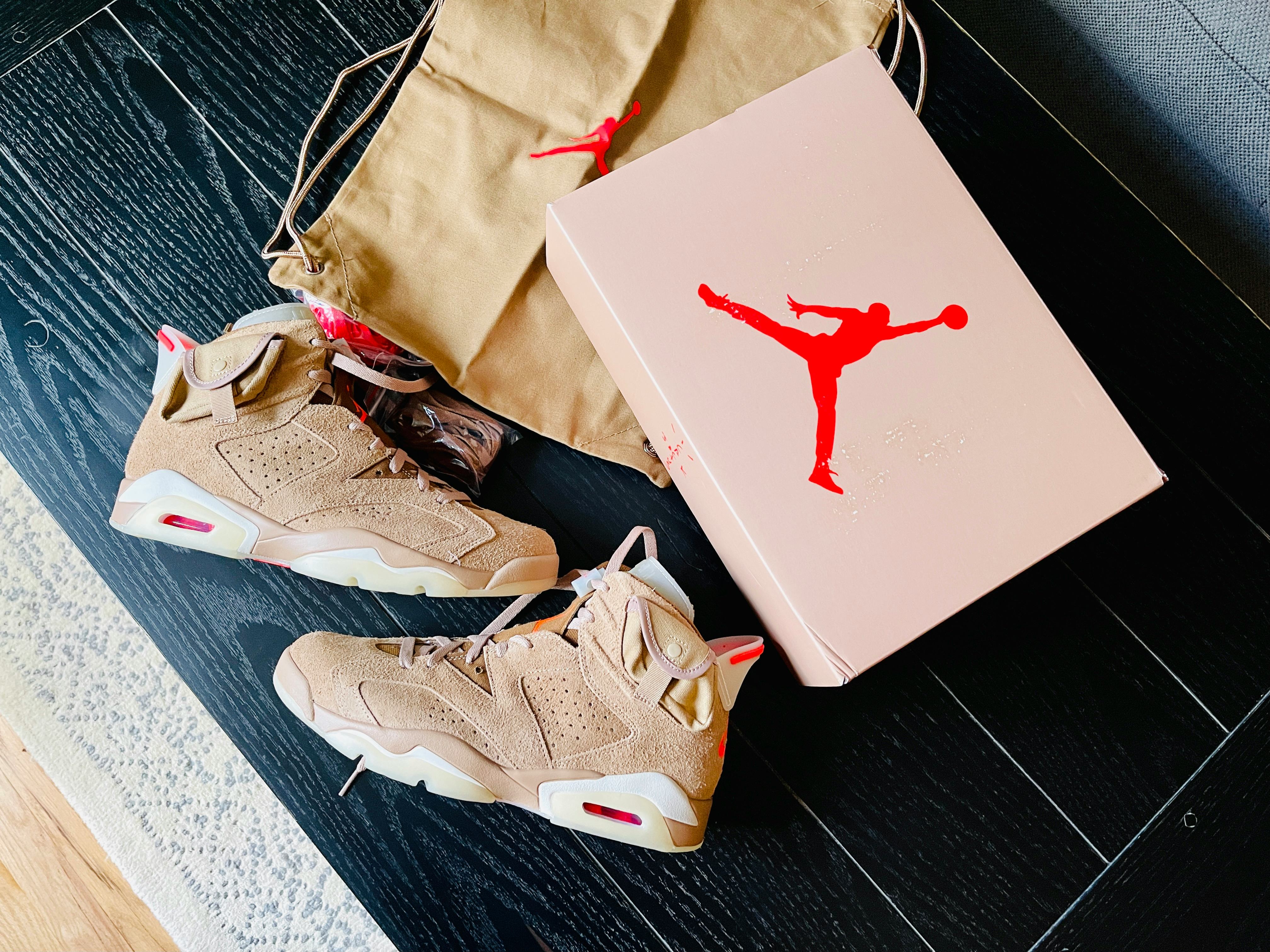 jordan 6 travis scott british khaki on feet