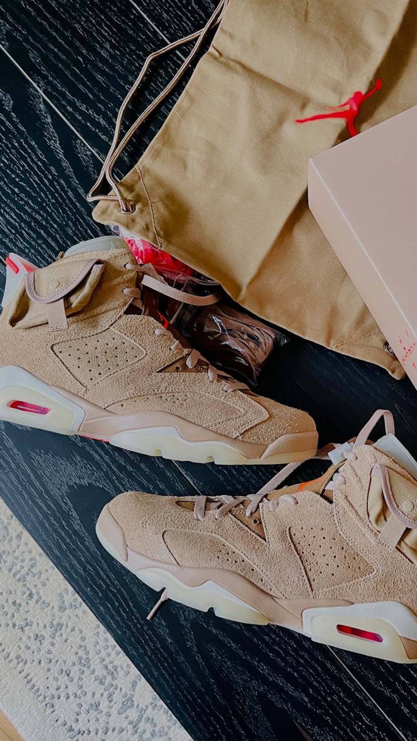 Travis Scott Air Jordan 6 British Khaki Nike sneakers shoes collaboration