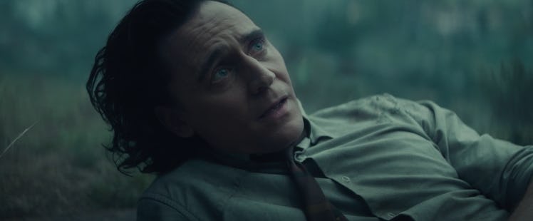 Tom Hiddleston looking up in Loki Episode 4