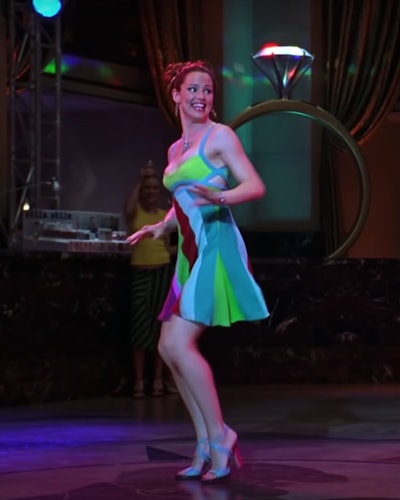 Jennifer Garner wearing a colorful strap dress in 13 Going on 30.