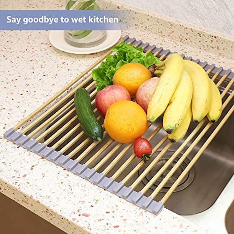 Freshmage Roll Up Dish Bamboo Drying Rack