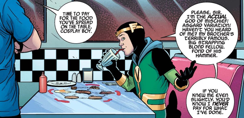 Kid Loki joins the Young Avengers in the Marvel comics. Screenshot via Marvel