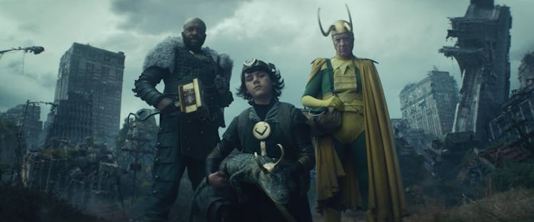 Boastful Loki, Kid Loki, Crocodile Loki, and Classic Loki in the Loki Episode 4 post-credits scene