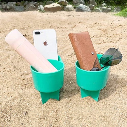 Home Queen Beach Cup Holder with Pocket (2-Pack)