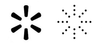 Walmart’s logo (left) and Yeezy LLC’s pending logo (right)