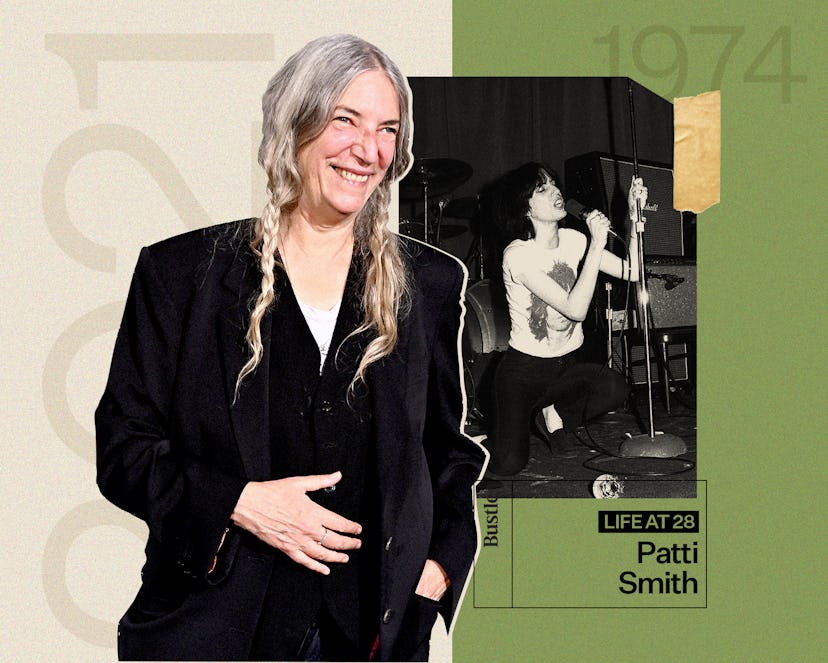 Patti Smith in 2021, and Patti Smith in 1974