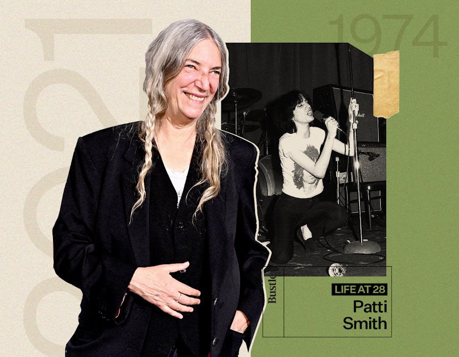 Patti Smith in 2021, and Patti Smith in 1974