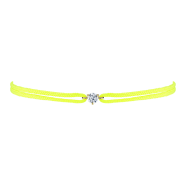 Neon Yellow Large Solitaire Diamond Friendship Bracelet