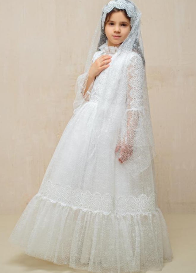 First Communion Lace Dress and Veil
