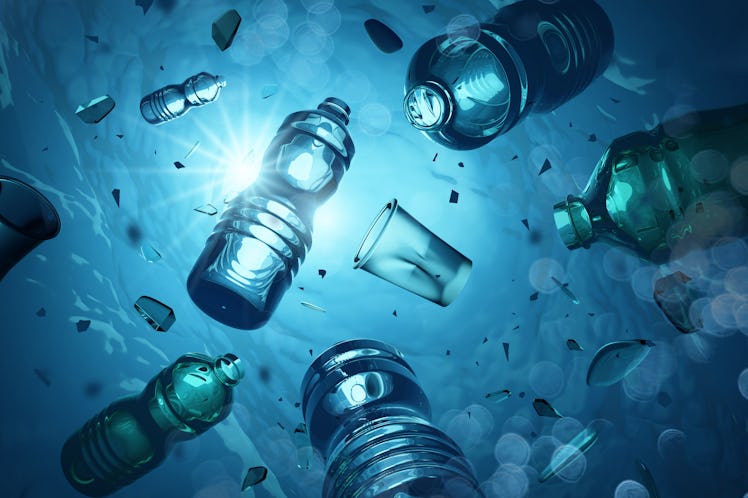 Plastic bottles in water
