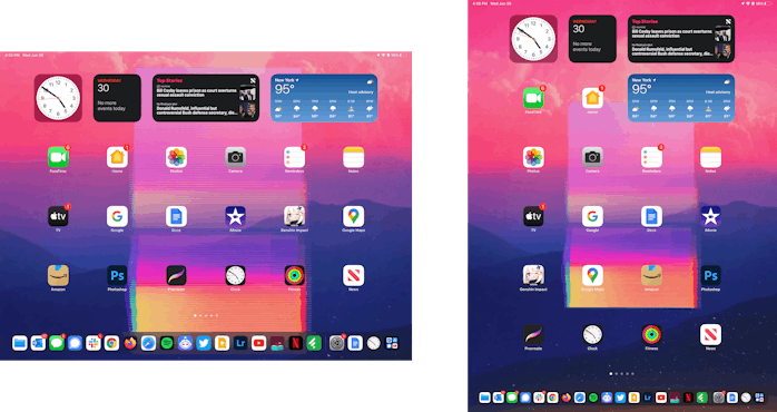 Widgets don't stay pinned when you rotate in iPad running iPadOS 15.