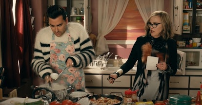 These 'Schitt's Creek' backgrounds for Zoom feature David and Moira's cooking lesson.