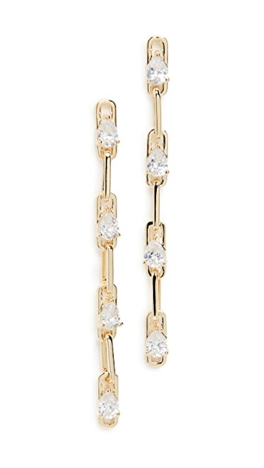 Pear Cubic Zirconia and Chain Drop Earrings