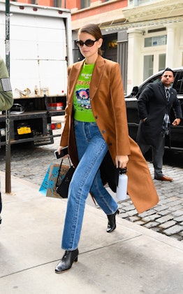 Kaia Gerber leaves the Michael Kors show during New York Fashion Week in February 2020. 