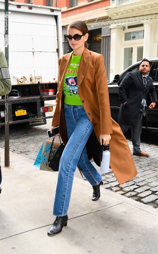 Kaia Gerber leaves the Michael Kors show during New York Fashion Week in February 2020. 