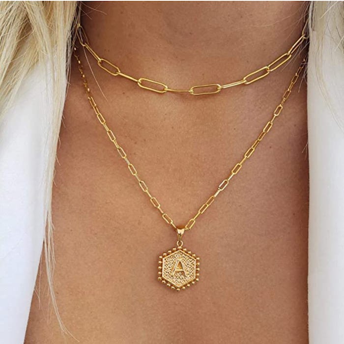 M MOOHAM Layered Initial Necklace