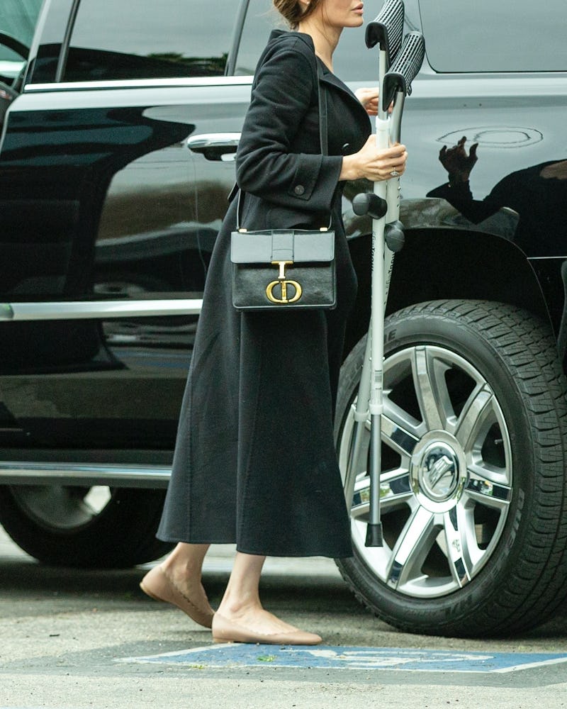 Angelina Jolie wearing Chloé scallop ballet flats.
