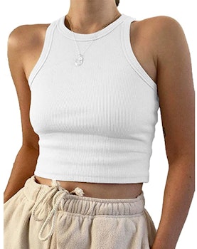 KAMISSY Cropped Rib-Knit Tank Top