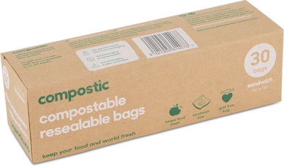 2-Pack Compostable Resealable Quart Bags