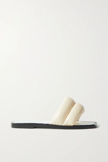Puffy Quilted Leather Slides