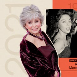 A collage of Rita Moreno now and when she was 28