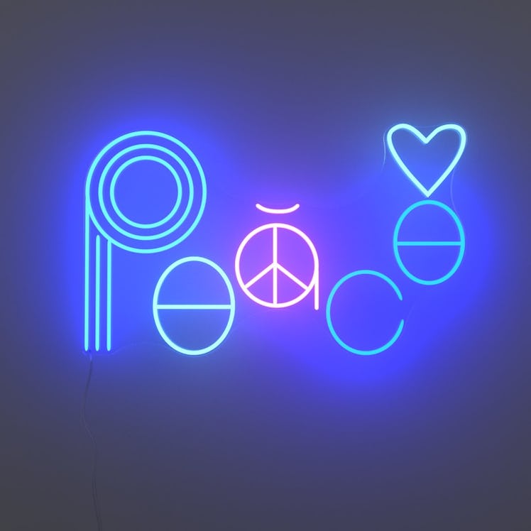 Peace LED neon sign by Jonathan Adler