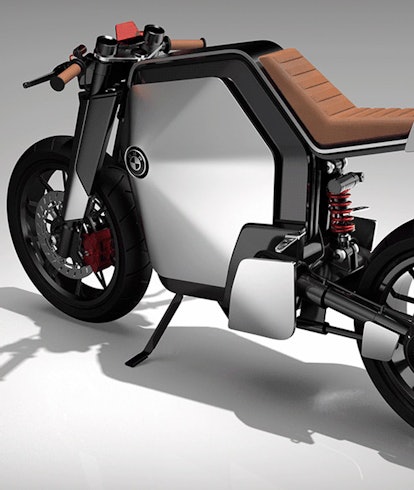 A designer created a concept electric BMW racing bike. E-bike. Electric motorcycle. Electric bicycle...