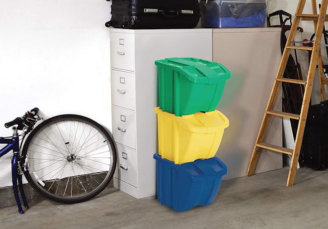 Suncast Indoor/Outdoor Stackable Recycle Bin Kit (3-Pack)