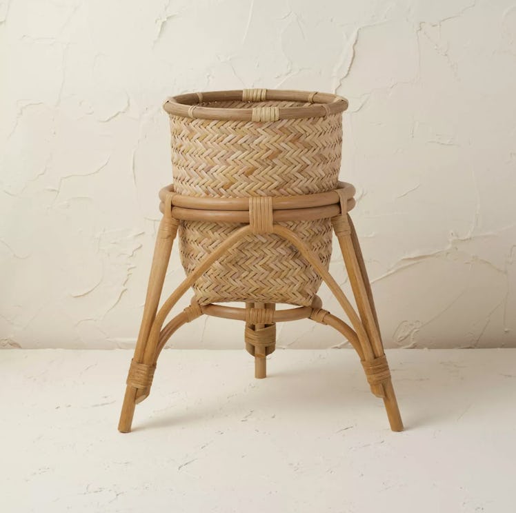 13.5" x 15.5" Rattan Woven Planter Basket Natural