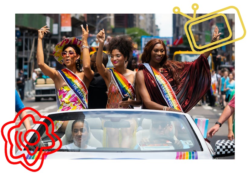 Mj Rodriguez, Indya Moore, and Dominique Jackson at the WorldPride NYC 2019 March in New York City.