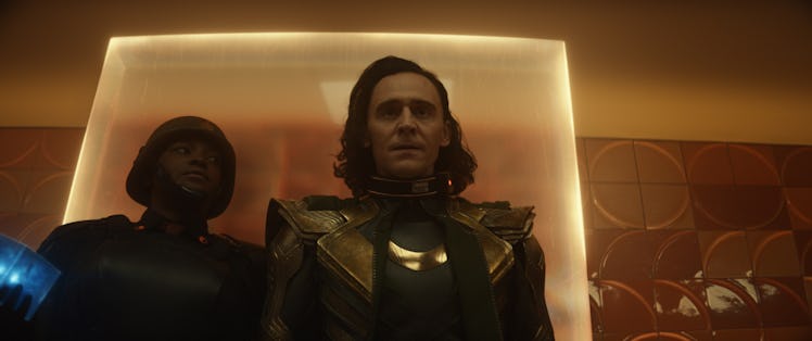 Wunmi Mosaku and Tom Hiddleston in Loki Episode 1
