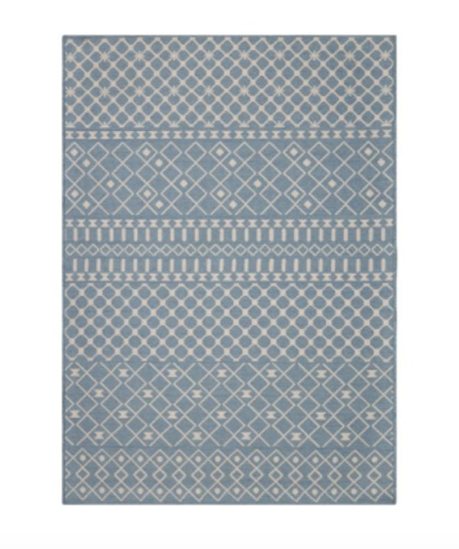5' X 7' Blue Tribal Striped Outdoor Rug