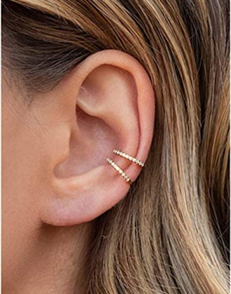 LDKRZ Cubic Zirconia Fake Hoop Earrings 
