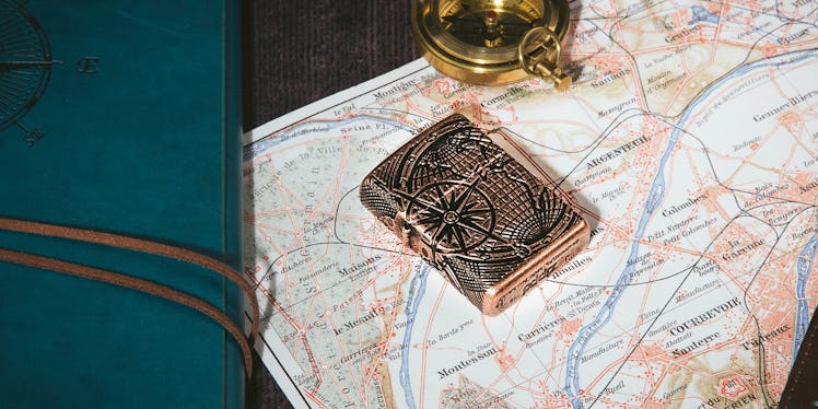 World Map Design Armor® Antique Copper Lighter