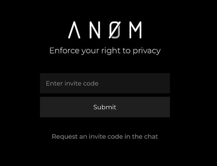 The website for ANOM, an encrypted messaging app created by the FBI to catch suspected criminals.