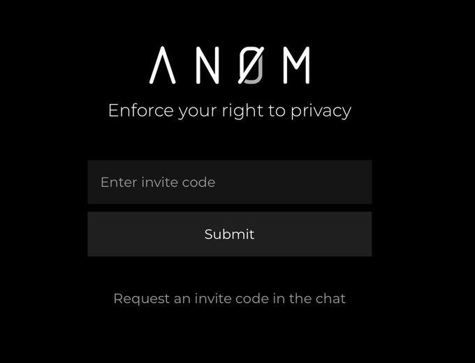 The website for ANOM, an encrypted messaging app created by the FBI to catch suspected criminals.