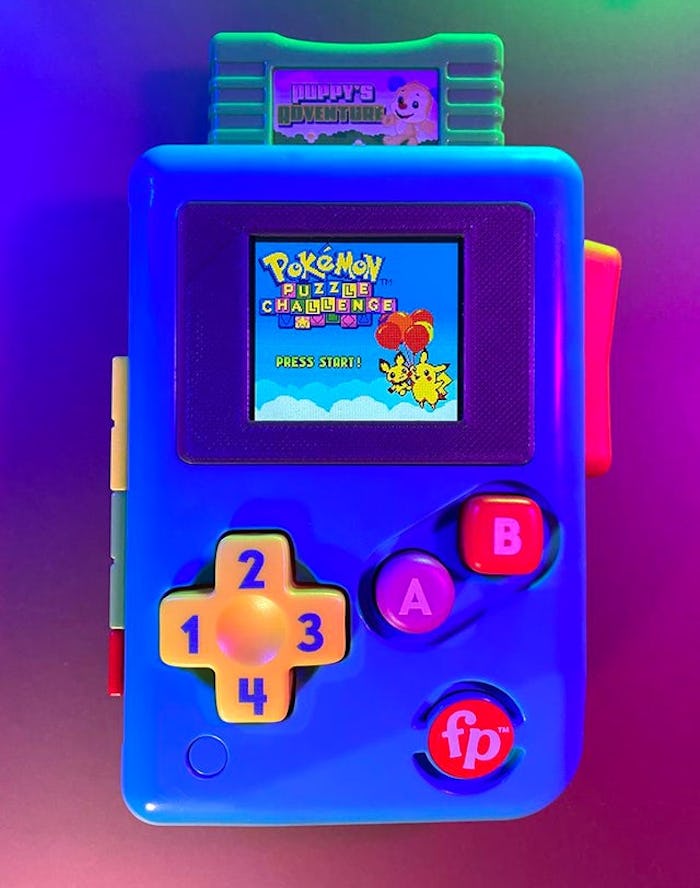 A modded Game Boy mashed with the Fisher Price Lil' Gamer. Video games. Game consoles. Gaming. Toys....