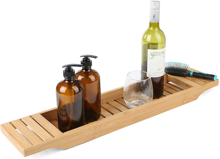 Mind Reader Bamboo Bathtub Tray