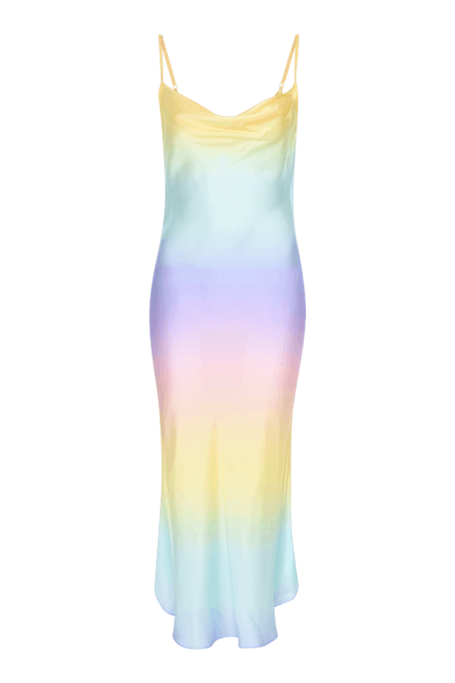 Aubrey Pastel Ombre Silk Satin Slip Dress