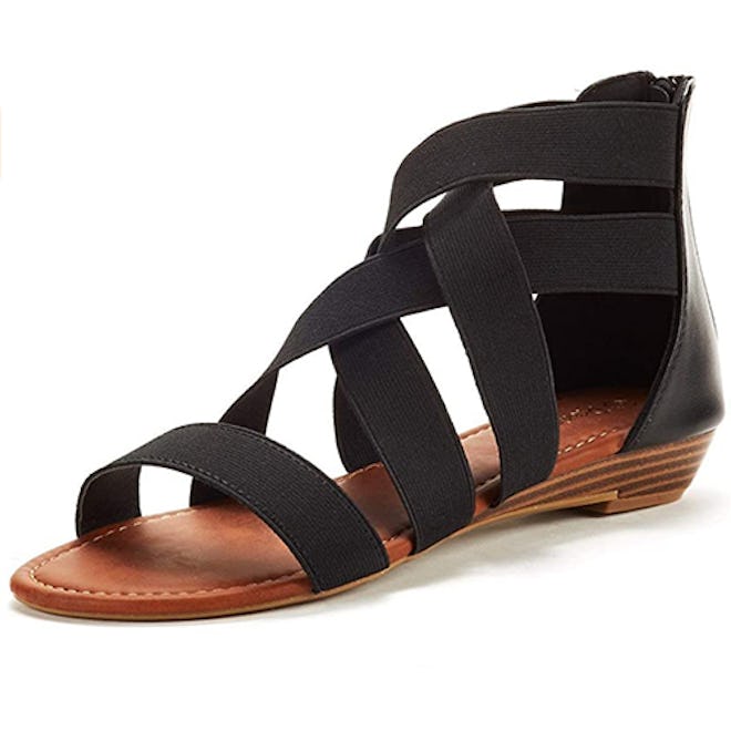 DREAM PAIRS Elastic Strap Low Wedge Sandals