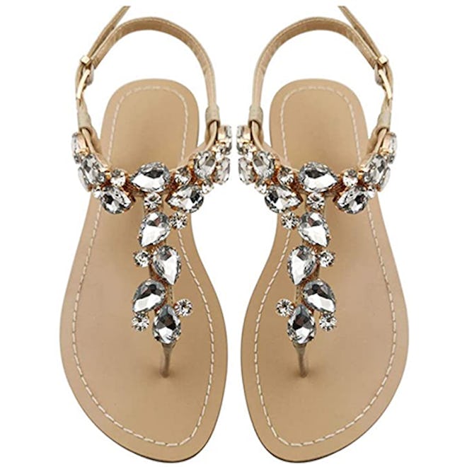 Mayou Rhinestone Flat Sandals