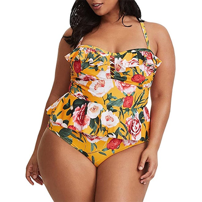 Tutorutor High Waisted Floral Peplum Tankini