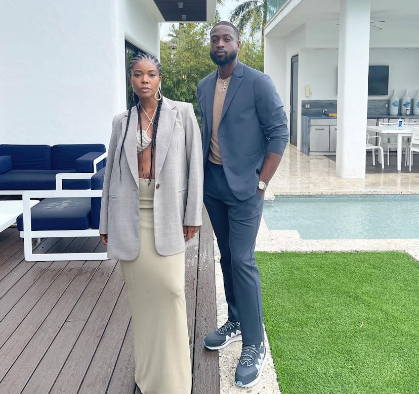 Gabrielle Union and her husband Dwyane Wade wore matching gray outfits on Instagram.