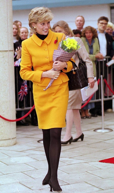 Princess Diana wearing orange Versace