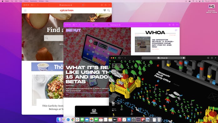 macOS Monterey public beta hands-on Safari. New group tabs. Windows take on the color of web pages.