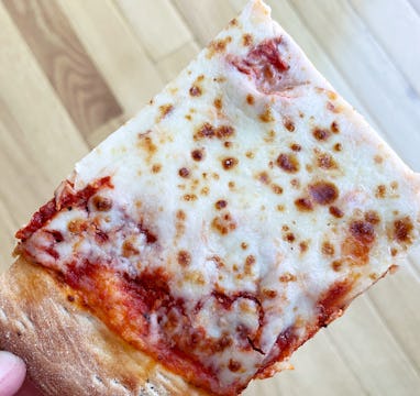A slice of cheese pizza.